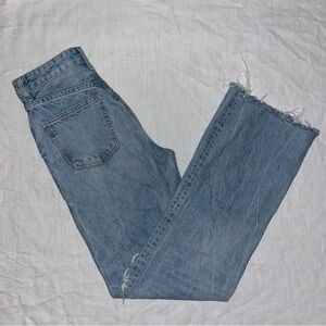 ZARA distressed straight leg light wash high waisted jeans